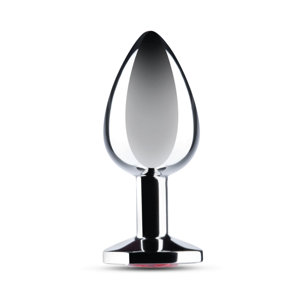 B-VIBE - ESSENTIALS 3.25 IN. STAINLESS STEEL JEWEL BUTT PLUG RED