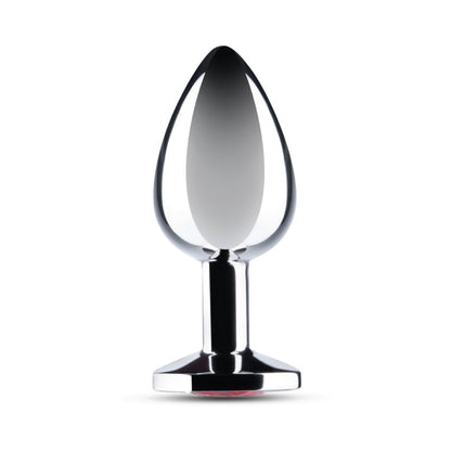 B-VIBE - ESSENTIALS 3.25 IN. STAINLESS STEEL JEWEL BUTT PLUG RED
