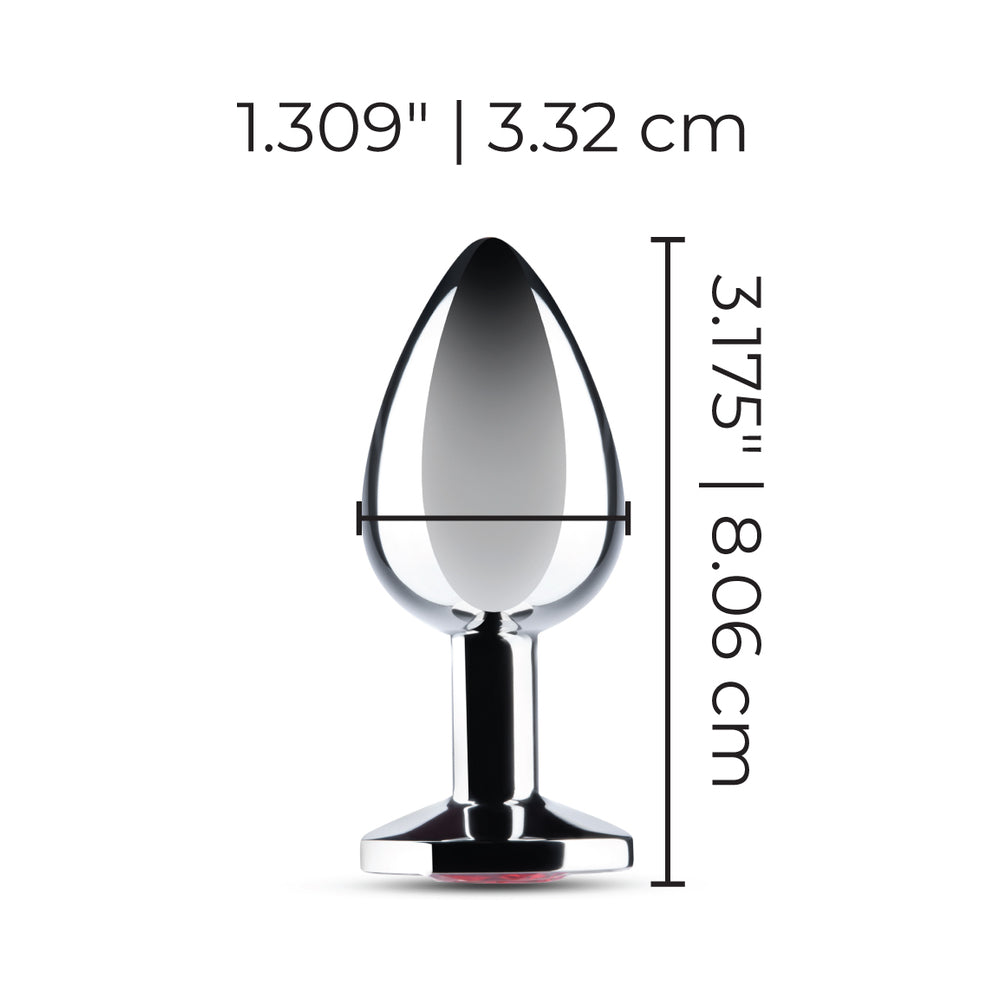 B-VIBE - ESSENTIALS 3.25 IN. STAINLESS STEEL JEWEL BUTT PLUG RED
