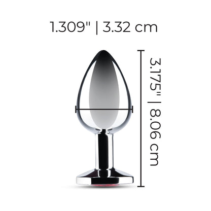 B-VIBE - ESSENTIALS 3.25 IN. STAINLESS STEEL JEWEL BUTT PLUG RED