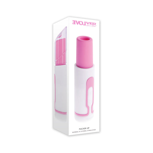EVOLVED - PUCKER UP SILICONE RECHARGEABLE PINK/WHITE PEARL