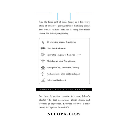 SELOPA - LUNA BUNNY SILICONE RECHARGEABLE PINK