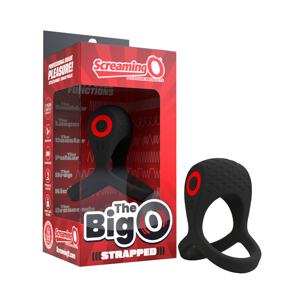 SCREAMING O - BIG O PRO STRAPPED VIBRATING RING BLACK