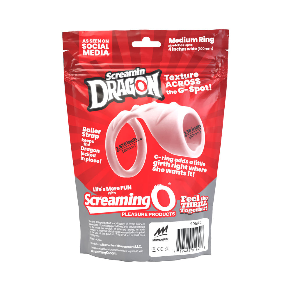SCREAMING O - SCREAMIN'' DRAGON LUCK DRAGON G-SPOT TEXTURE RING CLEAR