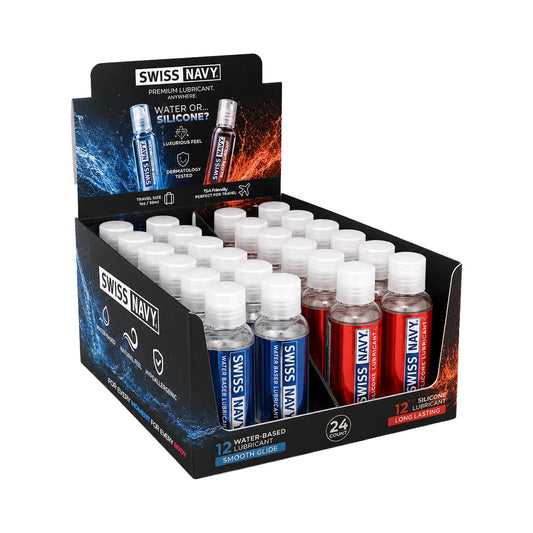 SWISS NAVY - SILICONE & WATER BASED 1 OZ. 24-PIECE DISPLAY BOX 12/EA