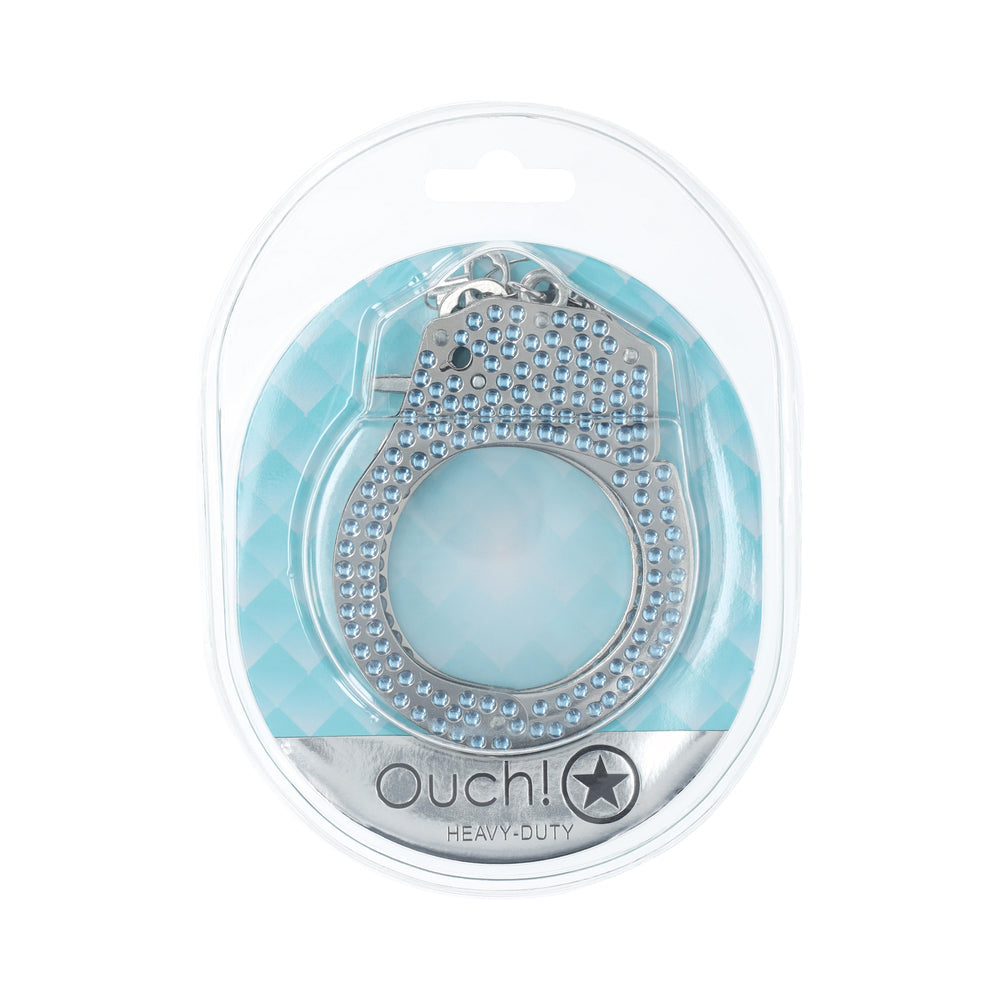 SHOTS - OUCH! HEAVY-DUTY DIAMOND HANDCUFFS BLUE