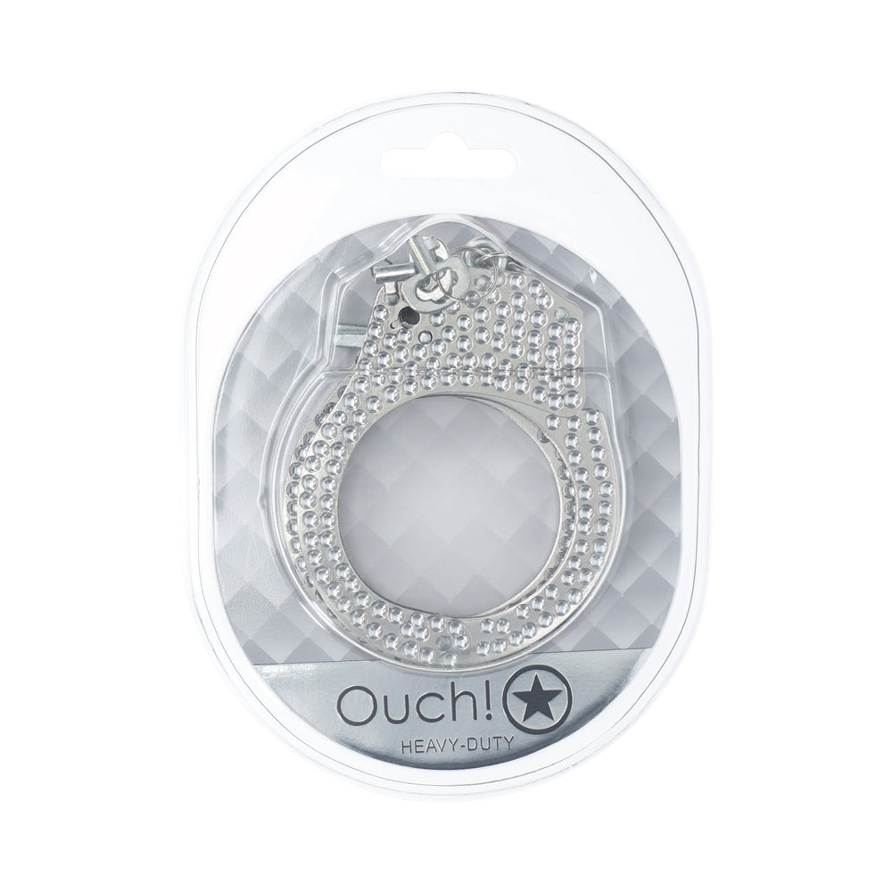 SHOTS - OUCH! HEAVY-DUTY DIAMOND HANDCUFFS SILVER