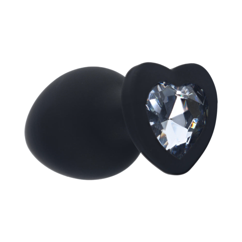 SHOTS - OUCH! LARGE HEART DIAMOND BUTT PLUG 6 JEWELS BLACK