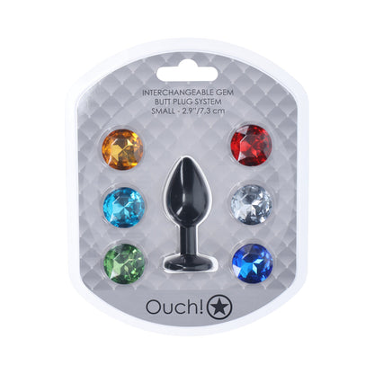 SHOTS - OUCH! SMALL ROUND DIAMOND BUTT PLUG 6 JEWELS BLACK