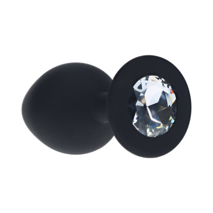 SHOTS - OUCH! MEDIUM ROUND DIAMOND BUTT PLUG 6 JEWELS BLACK