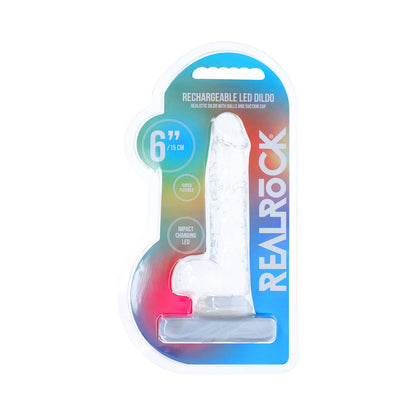 SHOTS - REALROCK CRYSTAL CLEAR LED TOUCH DONG 6 IN. TRANSLUCENT