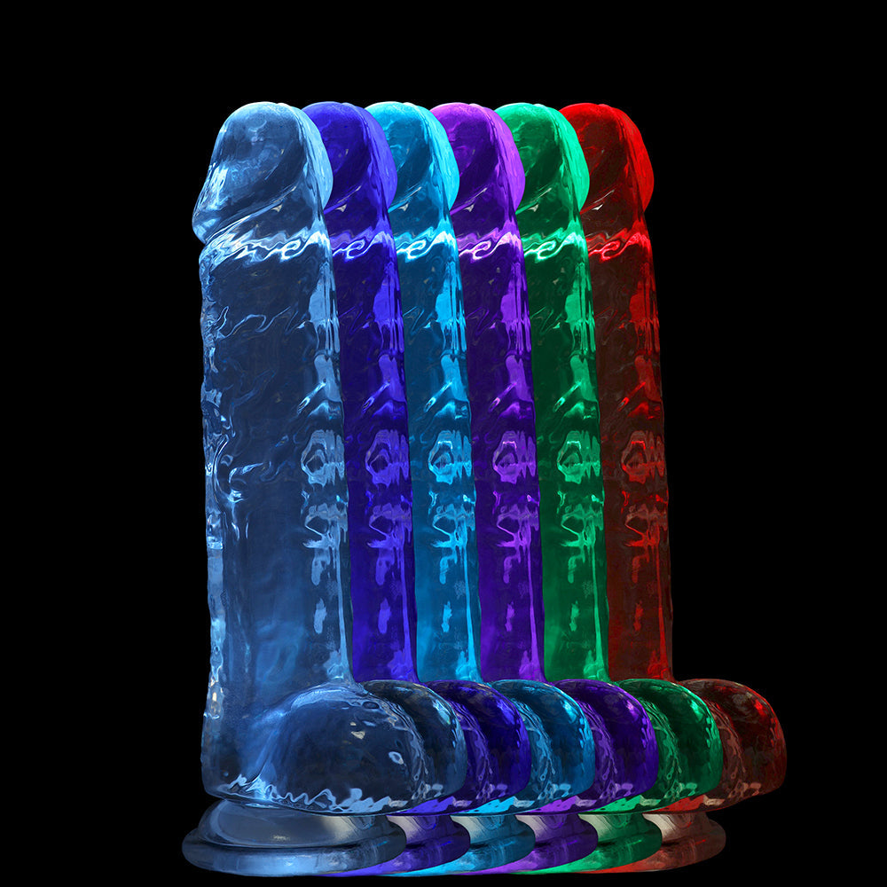 SHOTS - REALROCK CRYSTAL CLEAR LED TOUCH DONG 6 IN. TRANSLUCENT