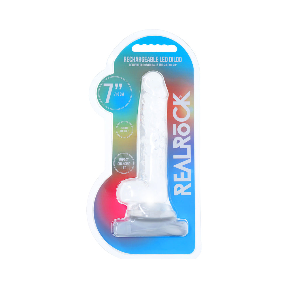 SHOTS - REALROCK CRYSTAL CLEAR LED TOUCH DONG 7 IN. TRANSLUCENT