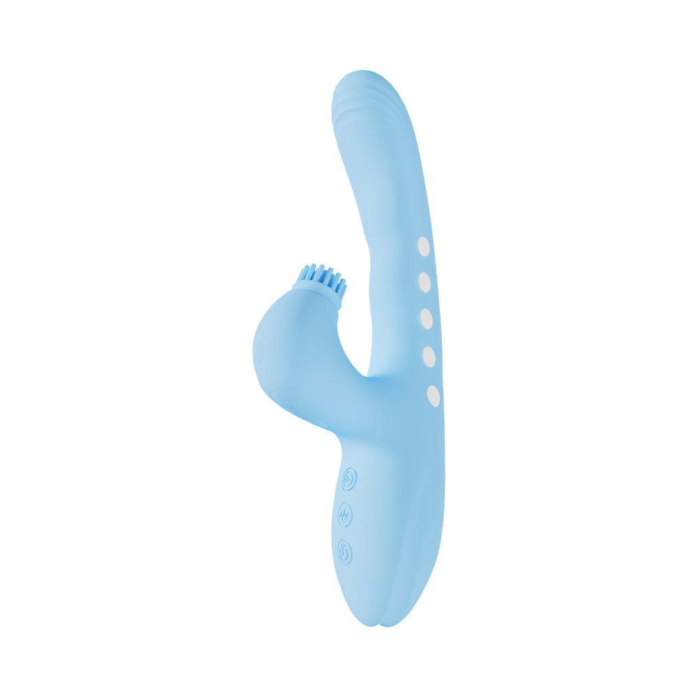 SHOTS - VIVE ANDRIA LED G-SPOT VIBRATING AND TAP CLIT STIMULATOR BLUE