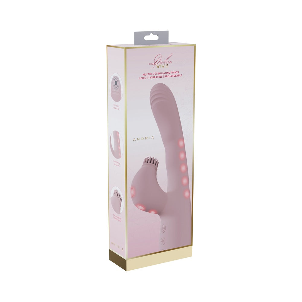 SHOTS - VIVE ANDRIA LED G-SPOT VIBRATING AND TAP CLIT STIMULATOR PINK