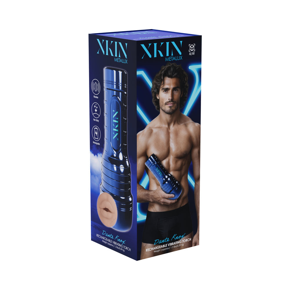 SHOTS - XKIN DANTE KNOX MOUTH TORCH VIBRATING MASTURBATOR METALLIC BLUE