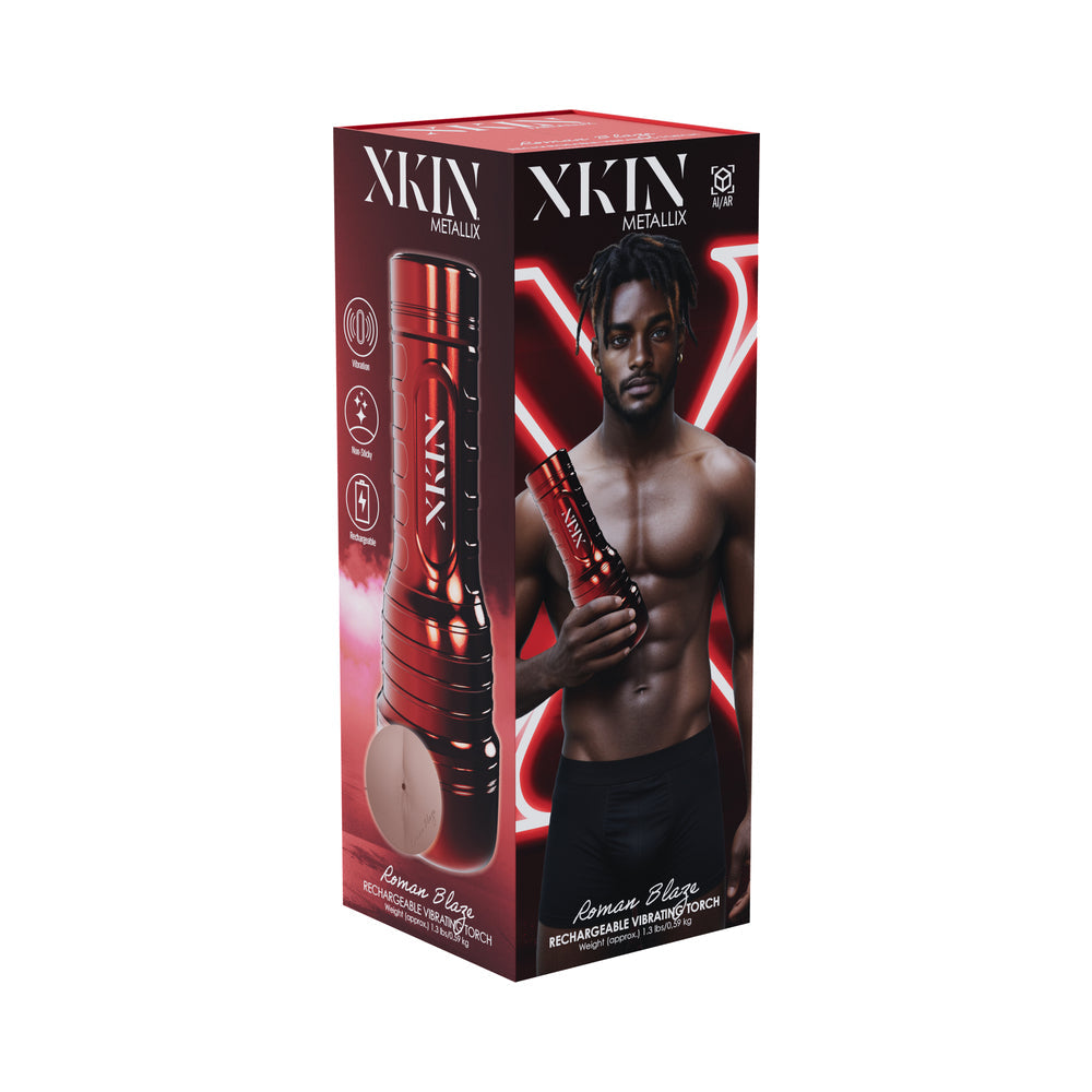 SHOTS - XKIN ROMAN BLAZE ASS TORCH VIBRATING MASTURBATOR METALLIC RED