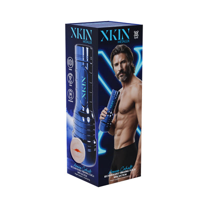 SHOTS - XKIN RONAN COBALT MOUTH VIBRATING + SUCTION TORCH MASTURBATOR METALLIC BLUE