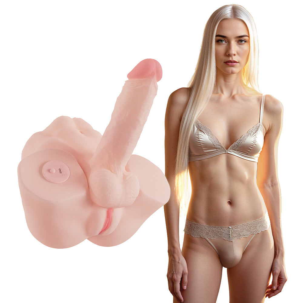 SHOTS - XKIN BODY-FORMS EMERIE AVALON TRANS POSABLE VIBRATING PENIS + SUCTION VAGINA