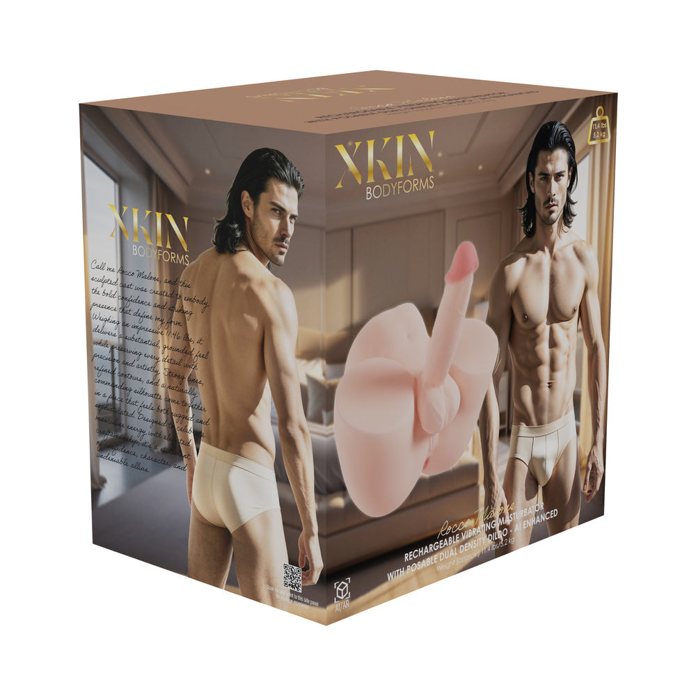 SHOTS - XKIN BODY-FORMS ROCCO MALONE DUAL DENSITY PENIS WITH VIBRATING BULLET