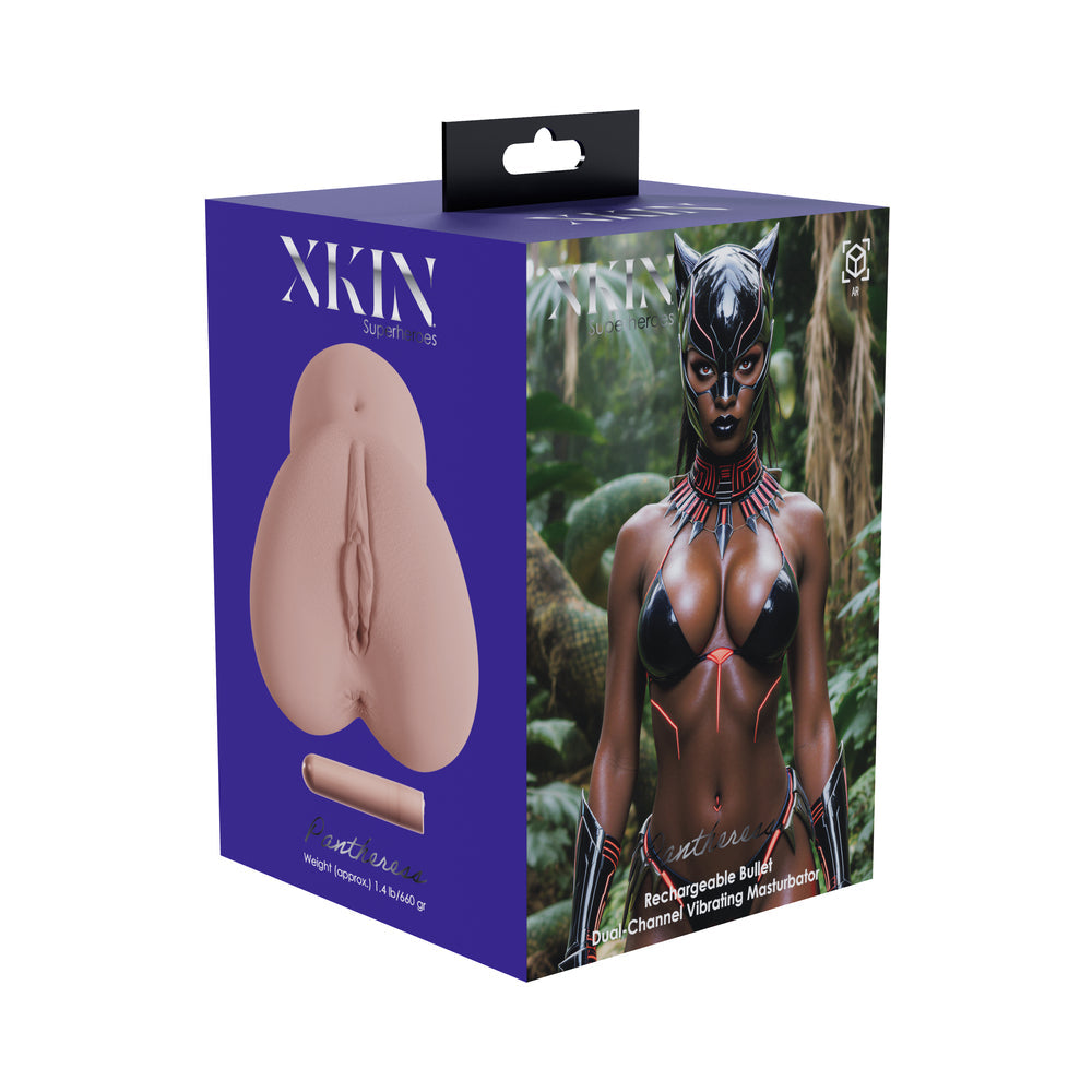 SHOTS - XKIN PANTHERESS DUAL CHANNEL MASTURBATOR WITH VIBRATING BULLET
