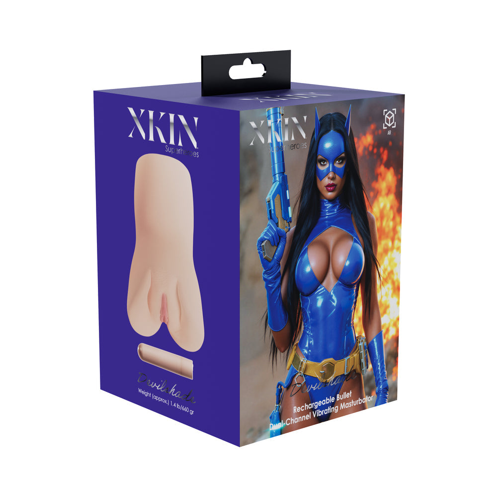 SHOTS - XKIN DEVILSHADE DUAL CHANNEL MASTURBATOR WITH VIBRATING BULLET