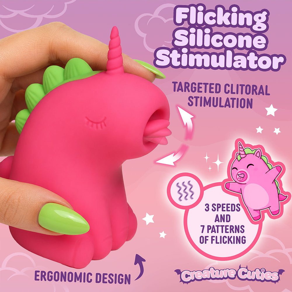 XR BRANDS - CREATURE CUTIES FLICKING SILICONE UNICORN STIMULATOR