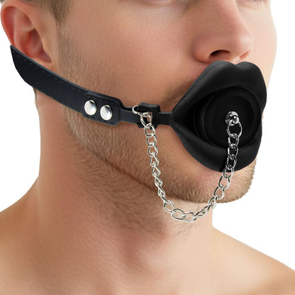 XR BRANDS - MASTER SERIES PLUGGED SILICONE FEEDING GAG BLACK