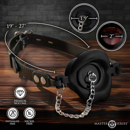 XR BRANDS - MASTER SERIES PLUGGED SILICONE FEEDING GAG BLACK