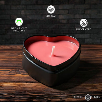 XR BRANDS - MASTER SERIES UV BLACKLIGHT REACTIVE HEART DRIP CANDLE 3-PIECE SET
