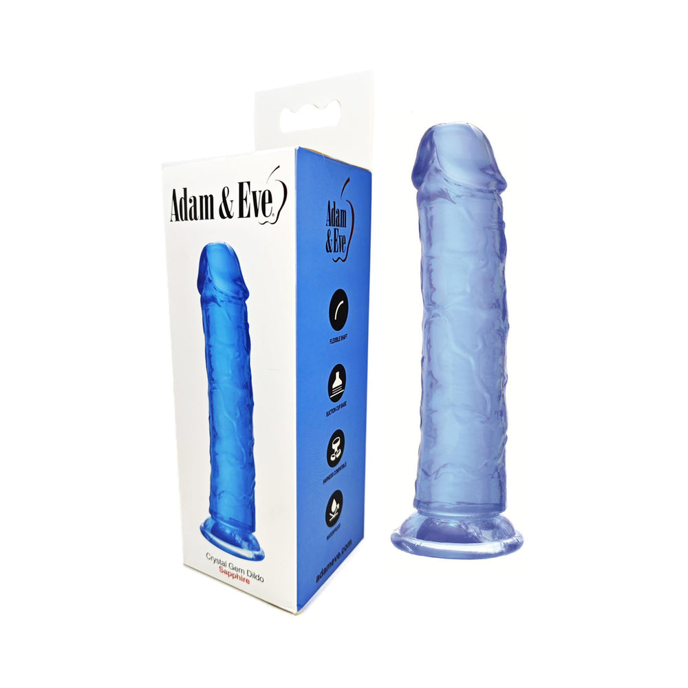 ADAM & EVE - CRYSTAL GEM 7 IN. DILDO SAPPHIRE