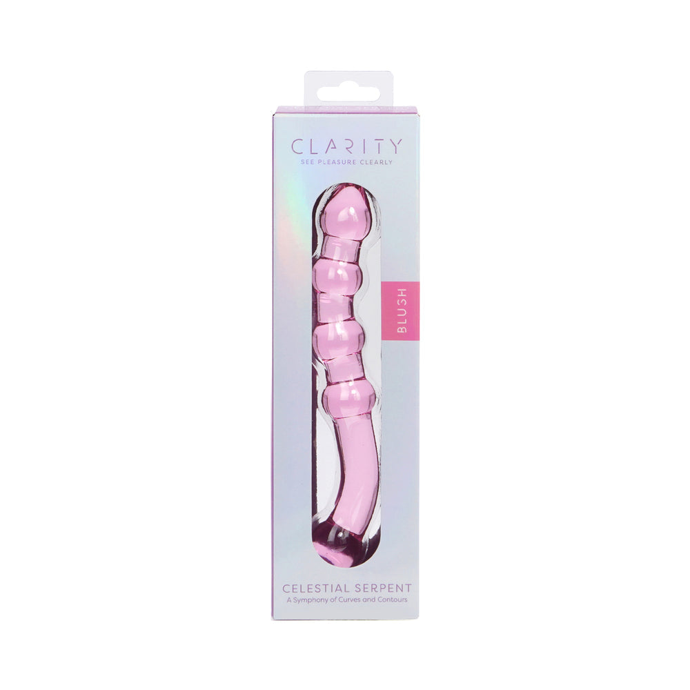 CREATIVE CONCEPTIONS - CLARITY CELESTIAL SERPENT BLUSH GLASS DILDO