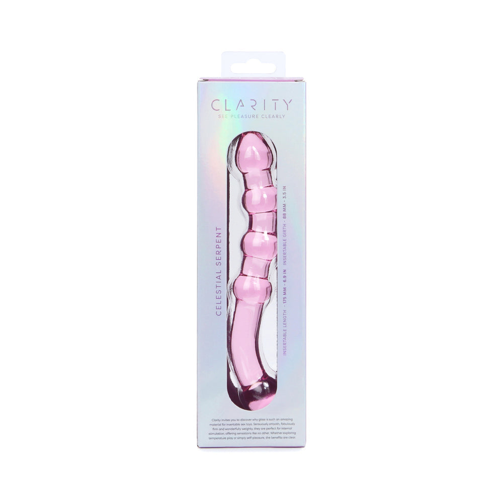 CREATIVE CONCEPTIONS - CLARITY CELESTIAL SERPENT BLUSH GLASS DILDO