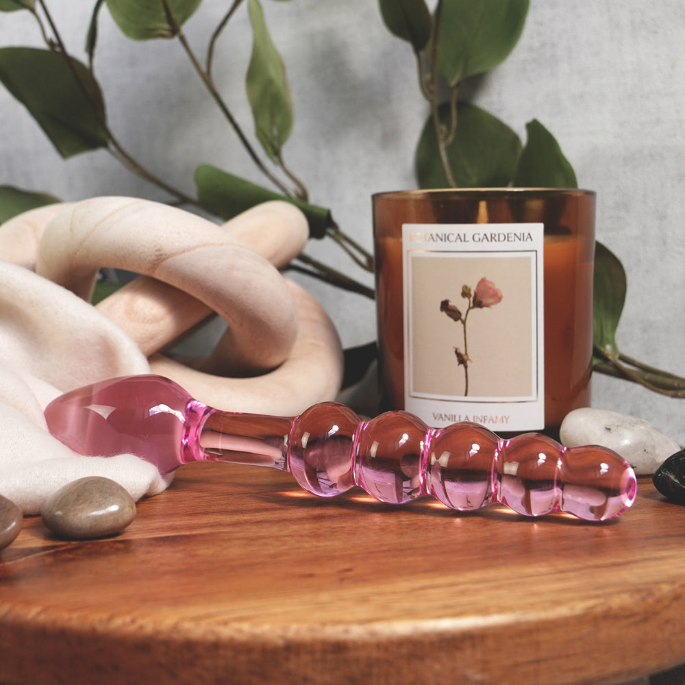 CREATIVE CONCEPTIONS - CLARITY ELYSIAN ORBIT BLUSH GLASS DILDO