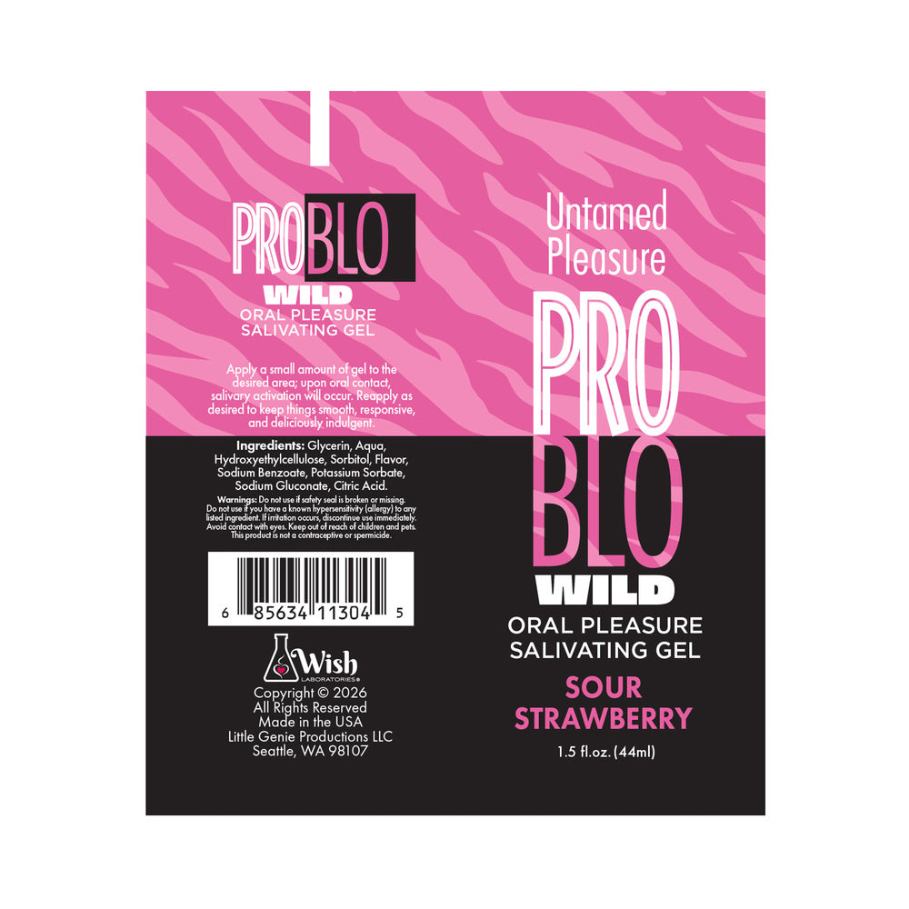 LITTLE GENIE - PROBLO WILD ORAL PLEASURE SALIVATING GEL SOUR STRAWBERRY 1.5 OZ.