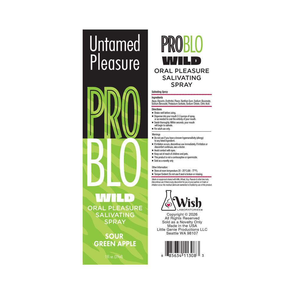 LITTLE GENIE - PROBLO WILD MOUTHWATERING SALIVATING SPRAY SOUR GREEN APPLE 1 OZ.