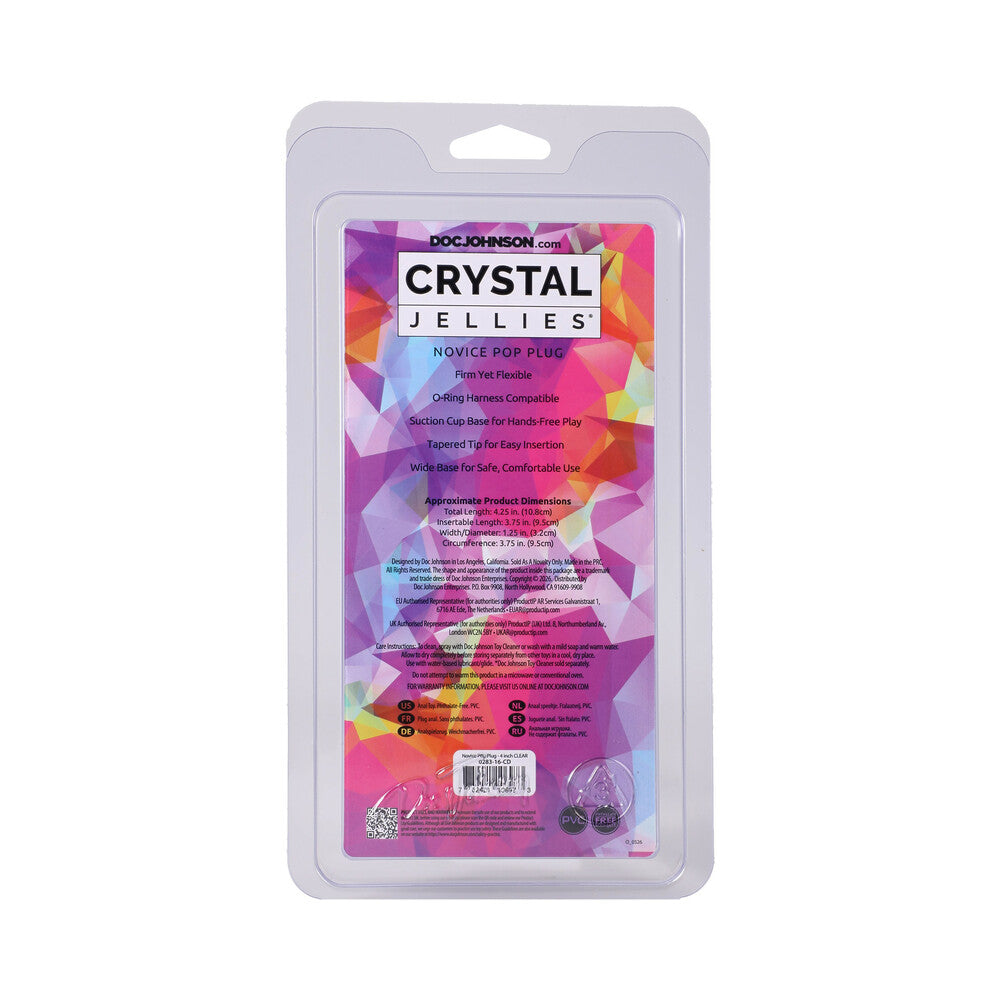 DOC JOHNSON - CRYSTAL JELLIES NOVICE POP PLUG 4 IN. CLEAR