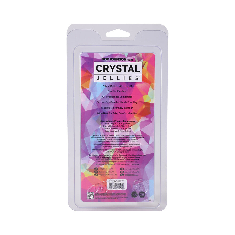 DOC JOHNSON - CRYSTAL JELLIES NOVICE POP PLUG 4 IN. PINK