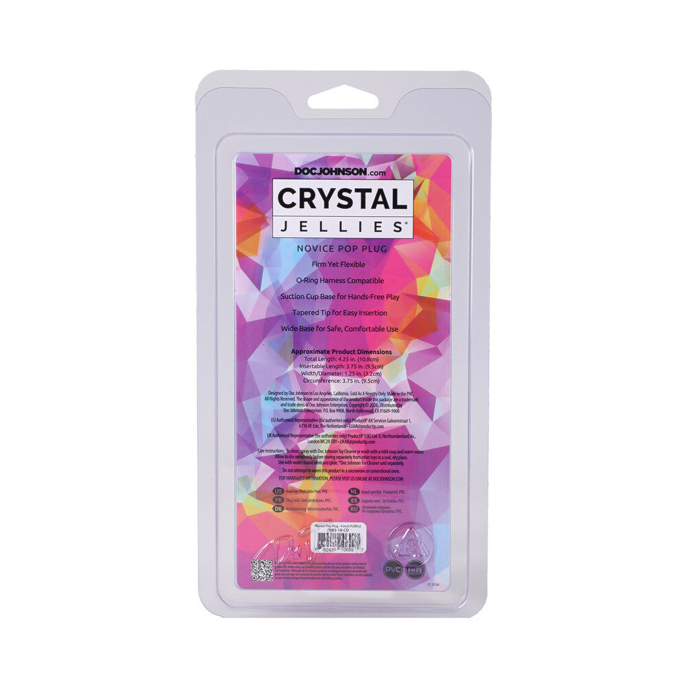 DOC JOHNSON - CRYSTAL JELLIES NOVICE POP PLUG 4 IN. PURPLE