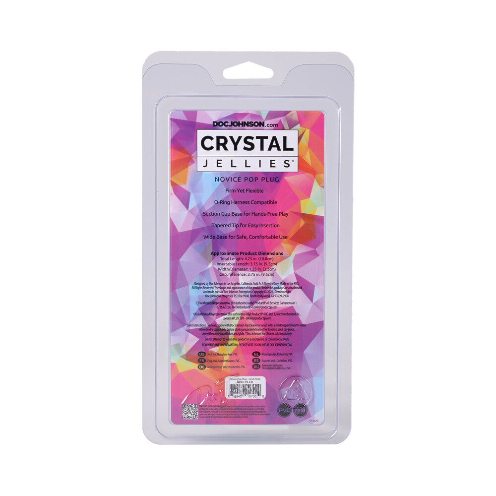 DOC JOHNSON - CRYSTAL JELLIES NOVICE POP PLUG 4 IN. TEAL