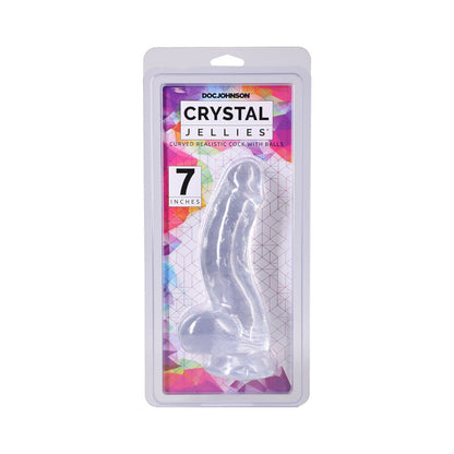 DOC JOHNSON - CRYSTAL JELLIES CURVED REALISTIC COCK WITH BALLS 7 IN. CLEAR
