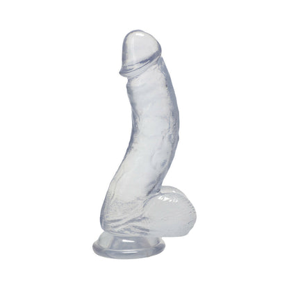 DOC JOHNSON - CRYSTAL JELLIES CURVED REALISTIC COCK WITH BALLS 7 IN. CLEAR