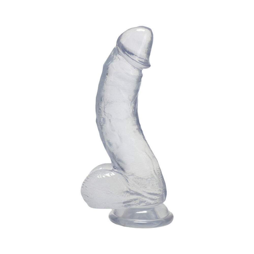 DOC JOHNSON - CRYSTAL JELLIES CURVED REALISTIC COCK WITH BALLS 7 IN. CLEAR