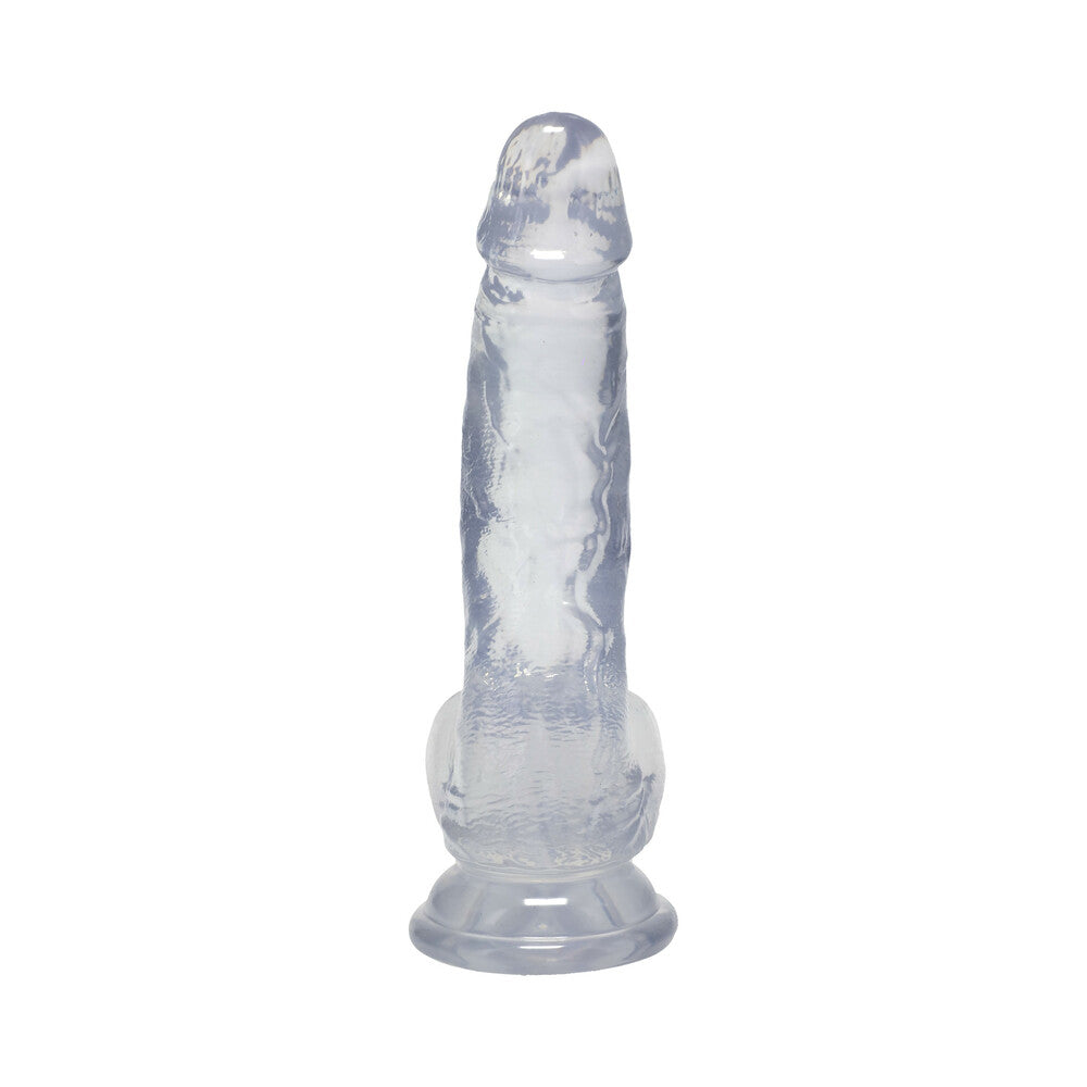 DOC JOHNSON - CRYSTAL JELLIES CURVED REALISTIC COCK WITH BALLS 7 IN. CLEAR