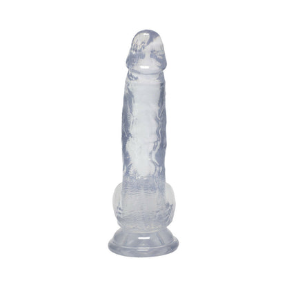 DOC JOHNSON - CRYSTAL JELLIES CURVED REALISTIC COCK WITH BALLS 7 IN. CLEAR