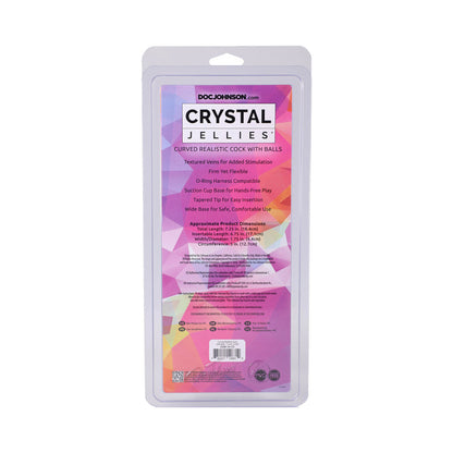 DOC JOHNSON - CRYSTAL JELLIES CURVED REALISTIC COCK WITH BALLS 7 IN. CLEAR