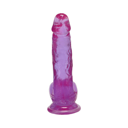 DOC JOHNSON - CRYSTAL JELLIES CURVED REALISTIC COCK WITH BALLS 7 IN. PURPLE