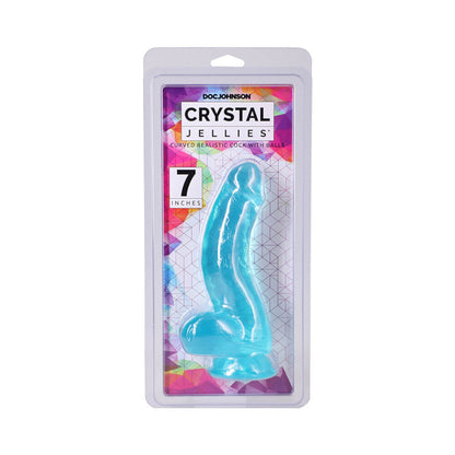 DOC JOHNSON - CRYSTAL JELLIES CURVED REALISTIC COCK WITH BALLS 7 IN. TEAL