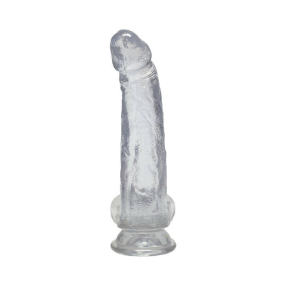 DOC JOHNSON - CRYSTAL JELLIES CURVED REALISTIC COCK WITH BALLS 8 IN. CLEAR