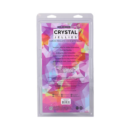DOC JOHNSON - CRYSTAL JELLIES CURVED REALISTIC COCK WITH BALLS 8 IN. CLEAR